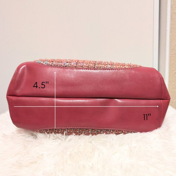 Liz Claiborne Villager Leather & Tweed Shoulder Bag - Pink & Multi-Color - Picture 11 of 12